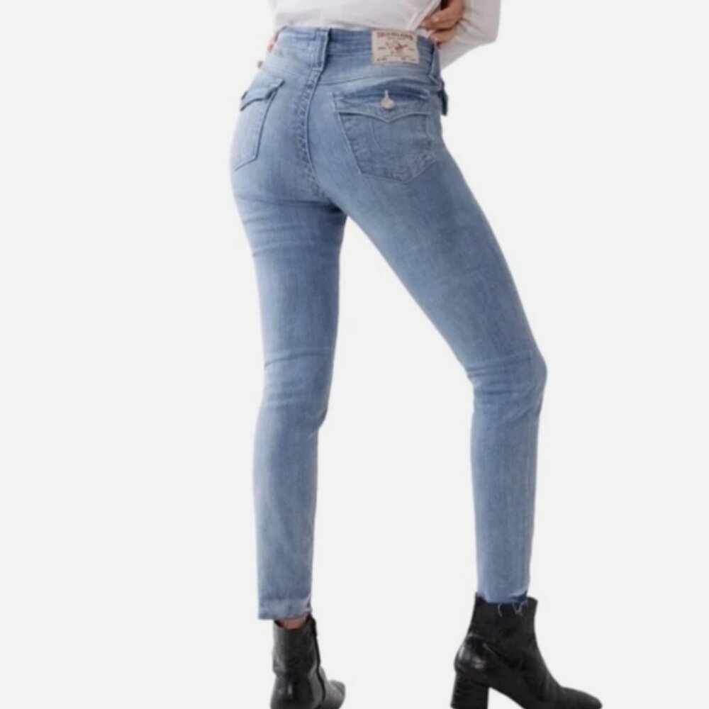 TRUE RELIGION Halle Released Hem Super Skinny Jeans Mid Rise